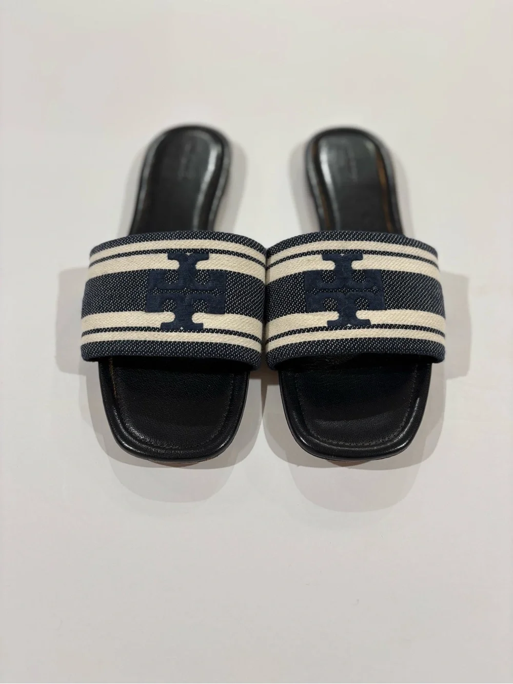 Tory Burch Double T Jacquard Slides | Size 11